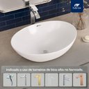Ver imagem 5 de Cuba Banheiro Lavabo em Louça Branca Sobrepor Oval Tubrax