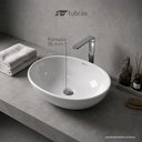 Ver imagem 6 de Cuba Banheiro Lavabo em Louça Branca Sobrepor Oval Tubrax