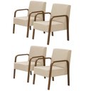 Ver imagem 1 de Kit 4 Poltrona Jade 1 Lugar Braço Madeira Suede Bege