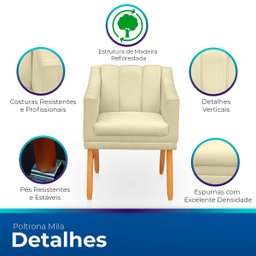 Kit Poltrona Cadeira para Sala Confortável e Moderna Mila Suede - 3