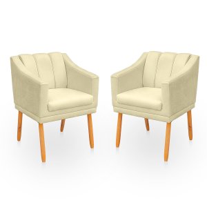 Kit Poltrona Cadeira para Sala Confortável e Moderna Mila Suede