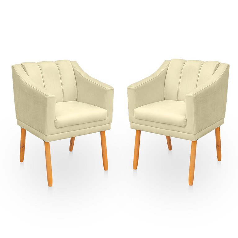 Kit Poltrona Cadeira para Sala Confortável e Moderna Mila Suede Kit Poltrona Cadeira para Sala Confortável e Moderna Mila Suede