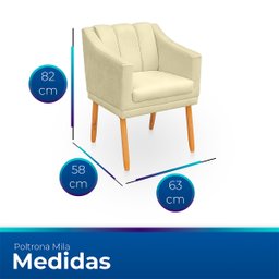 Kit Poltrona Cadeira para Sala Confortável e Moderna Mila Suede - 7