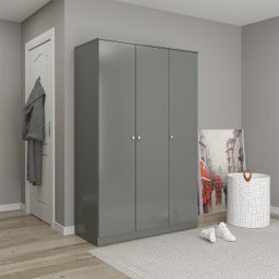 Guarda-roupa Solteiro 3 Portas 2 Cabideiros 112x175cm London Cinza 6503 - 2