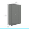 Guarda-roupa Solteiro 3 Portas 2 Cabideiros 112x175cm London Cinza 6503 - 4
