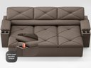 Ver imagem 5 de Sofá com Porta Copos Retrátil e Reclinável Pop 2,05m Velosuede Marrom - Netsofas
