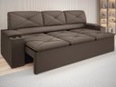 Ver imagem 1 de Sofá com Porta Copos Retrátil e Reclinável Pop 2,05m Velosuede Marrom - Netsofas