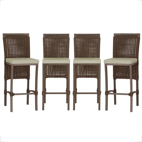 4 Banqueta em Alumínio Roma Marrom Corda Náutica Tecido 7