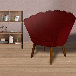 Poltrona Decorativa Pétala Pés Palito Suede Vinho - 3