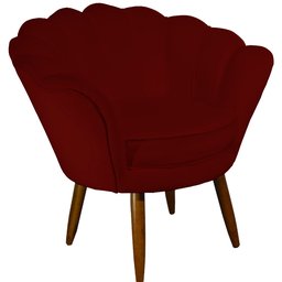 Poltrona Decorativa Pétala Pés Palito Suede Vinho - 1
