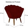 Poltrona Decorativa Pétala Pés Palito Suede Vinho - 4