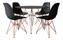 Ver imagem 2 de Conjunto Sala de Jantar Eames de Ferro Cobre Tampo Redondo 110cm Preto 4 Cadeiras Preto