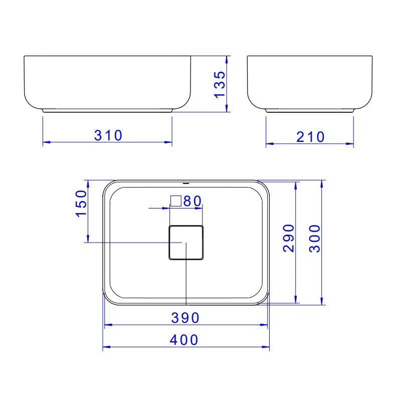 Cuba de Apoio Deca Slim 40x30 L.13040.22 Retangular Marrom Fosco - 5