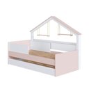 Ver imagem 7 de Cama Infantil Moldura Casinha para Colchão 0,88 x 1,88 Cor Branco com Rosa com Cama Auxiliar