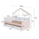 Ver imagem 4 de Cama Infantil Moldura Casinha para Colchão 0,88 x 1,88 Cor Branco com Rosa com Cama Auxiliar