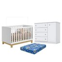 Ver imagem 1 de Kit Berço Americano Mini Cama Q Encanto Slim MDP Colchão Incluso Branco Qmovi