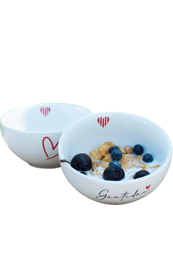 Tigela Bowl de Porcelana Coração Branco 450ml - 2