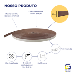 Roda Meio Painel Ripado Eva Adesivo Saturno 2,5cmx5mm 5 Mts - Marrom - 3