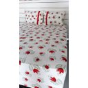Ver imagem 1 de Jogo de Cama Queen Malha de Algodão 3 Peças Flor Vermelha