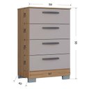 Ver imagem 2 de Cômoda 867 4 Gavetas e Guarda Roupa Casal Tóquio 6 Portas Damasco Off White - Poquema