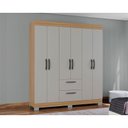 Ver imagem 7 de Cômoda 867 4 Gavetas e Guarda Roupa Casal Tóquio 6 Portas Damasco Off White - Poquema