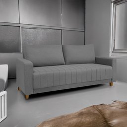 Sofá Requinte Cinza Escuro 1,40m 2 Lugares Linho para Recepção e Consultório - Lv - 1