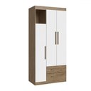 Ver imagem 2 de Guarda-roupa Solteiro 3 Portas 2 Gavetas Wood/branco Brilho - Decibal