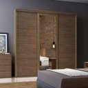 Ver imagem 1 de Guarda-Roupa Casal com Espelho 3 Portas 6 Gavetas 267cm Eleganza