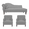 Kit Divã Cancun 160cm Braço Direito + 2 Poltronas Genesis com Strass Suede: Cinza - 1