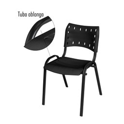 Cadeira Iso Base Preto Escola, Escritório Preto Kit 6 Un - 6