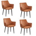 Ver imagem 1 de Cadeiras Jantar Estofadas Courino C/ Costura Matelassê 4 Un Cor:caramelo com Preto