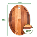 Ver imagem 2 de Tábua Oval Madeira Maciça Servir Petiscos Frios Cortar Carne Churrasco Grande Eucalipto Rústico