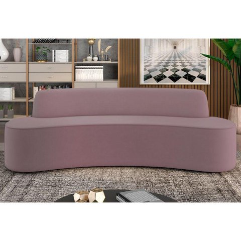 Sofá 3 Lugares para Sala de Estar Living 210cm Koane D06 Veludo Rosa - Mpozenato