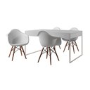 Ver imagem 2 de Mesa Jantar Industrial Filadélfia Branca 137x90cm Base Ferro Branco com 4 Poltronas Brancas Eames Ei