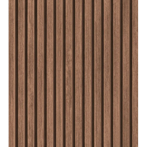 Papel de Parede - Madeira Ripada Marrom Escuro