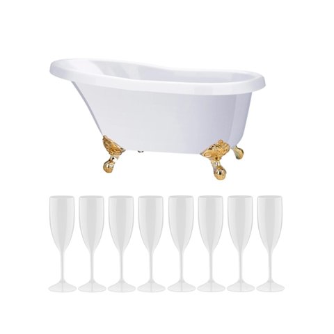 Kit Champanheira Grande Banheira P/ 8 Garrafas + 8 Taças:branco