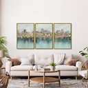 Ver imagem 1 de Quadro Decorativo Abstrato Verde e Dourado Kit 3 Quadros