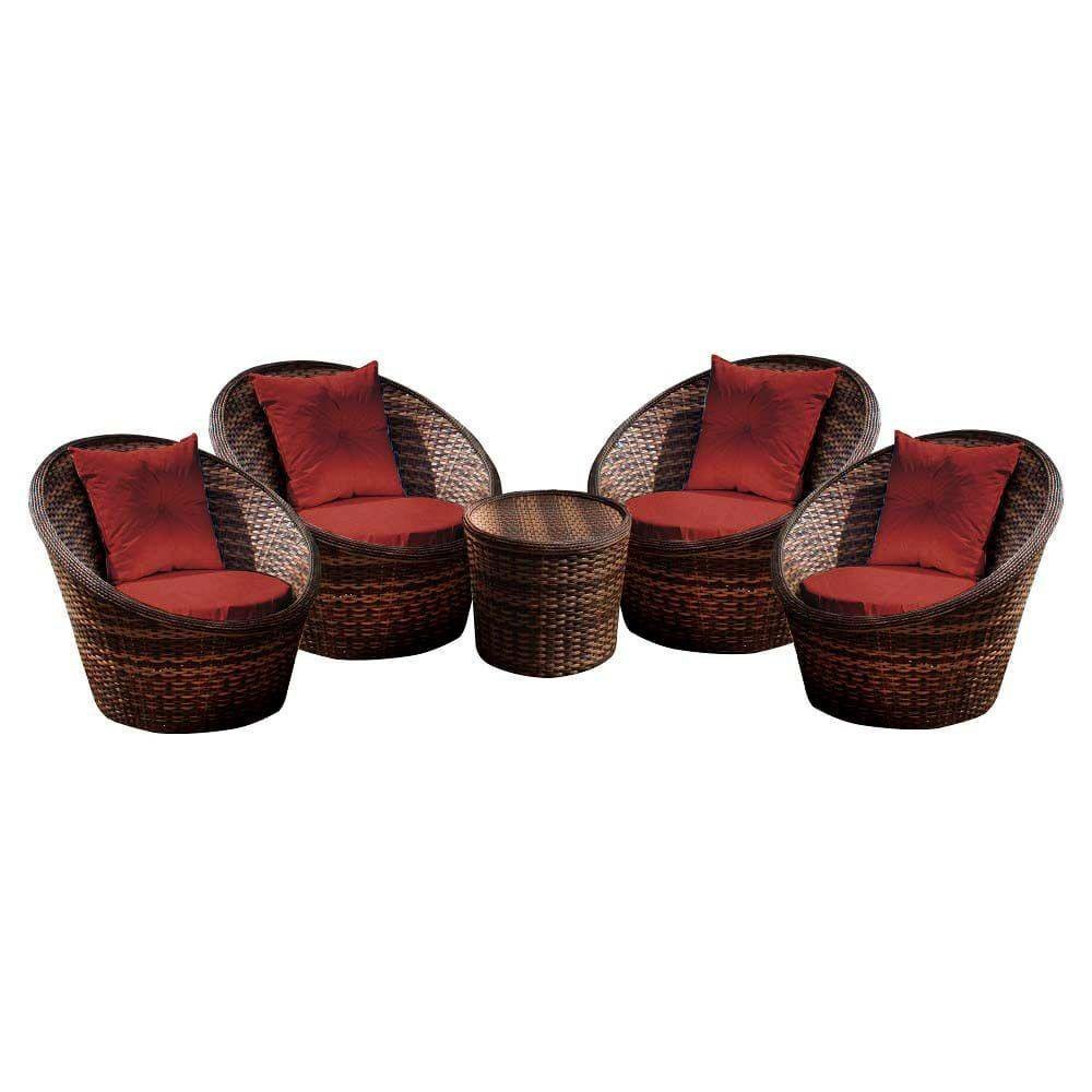 Conj. De Poltronas 4 Poltronas + Mesa Centro Duna Vermelho | MadeiraMadeira