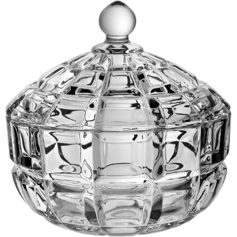 Potiche Decorativo de Cristal Transparente 17x18x18cm Tampa Enfeite Sala Mesa