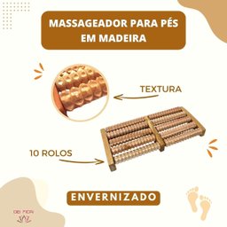 Massageador Pés Massagem Dor Pés Rolo Madeira Cuidado Alivio da Tensao Relaxamento Cuidados Diabetes - 5