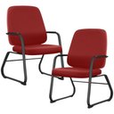 Ver imagem 1 de Kit 02 Cadeiras Executiva Diretor Base Fixa Hub F02 Sintético Vermelho - Lyam Decor