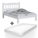Ver imagem 1 de Cama De Casal De Madeira Maciça Branco Pérola Nemargi Com Colchão Casal Hellen Pro Confort