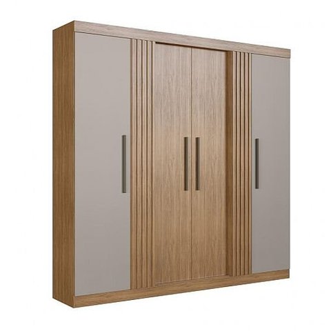 Roupeiro Suécia 6 Portas Ripado Canela/chamois Faimec 29006-22