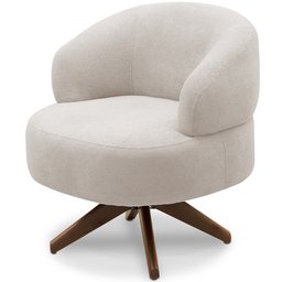 Poltrona Decorativa Giratória Sala de Estar Living Seven F04 Bouclê Cru - Lyam Decor - 1