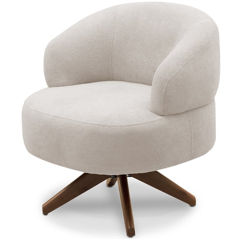 Poltrona Decorativa Giratória Sala de Estar Living Seven F04 Bouclê Cru - Lyam Decor Poltrona Decorativa Giratória Sala de Estar Living Seven F04 Bouclê Cru - Lyam Decor