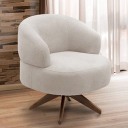 Poltrona Decorativa Giratória Sala de Estar Living Seven F04 Bouclê Cru - Lyam Decor - 2