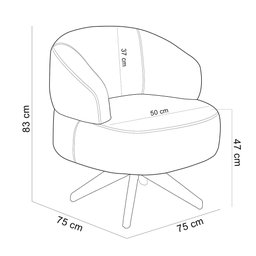 Poltrona Decorativa Giratória Sala de Estar Living Seven F04 Bouclê Cru - Lyam Decor - 5