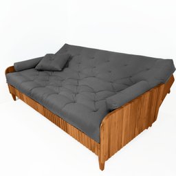 Sofá Cama Paris Ii Ripado Acquablock Madeira Maciça Natural - Chumbo - 3