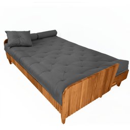Sofá Cama Paris Ii Ripado Acquablock Madeira Maciça Natural - Chumbo - 2