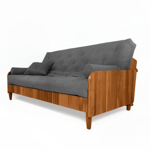 Sofá Cama Paris Ii Ripado Acquablock Madeira Maciça Natural - Chumbo